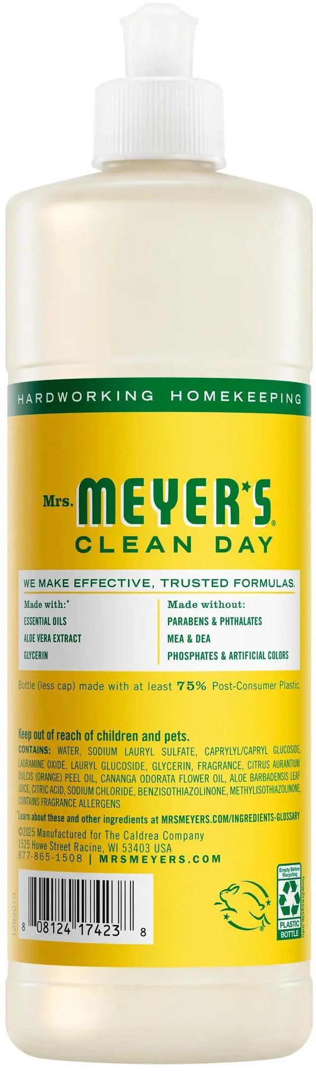 Alt view image 4 of 6 - MRS. MEYER'S CLEAN DAY Liquid Dish Soap, Honeysuckle Scent, 16 Fl Oz