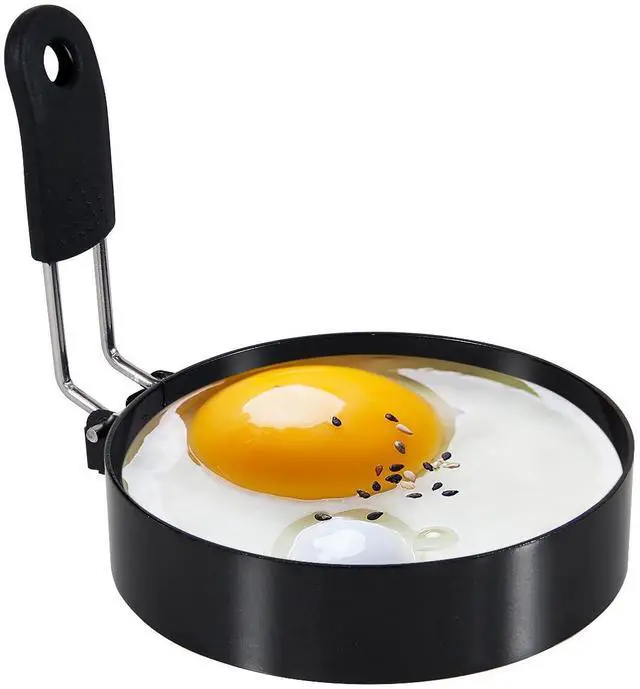 Main image of 5-Inch Stainless Steel Egg Rings with Silicone Handle, Nonstick for Frying Eggs, English Muffins & Pancakes, Egg Mold Shaper for Breakfast
