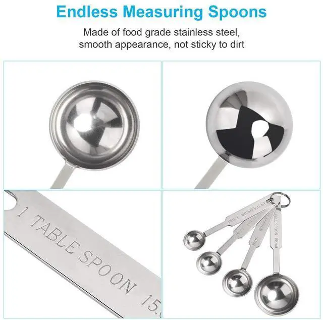 Alt view image 2 of 6 - 5PCS Measuring Spoons Set, Includes 1/8tsp, 1/4tsp, 1/2tsp, 1tsp, and 1tbsp