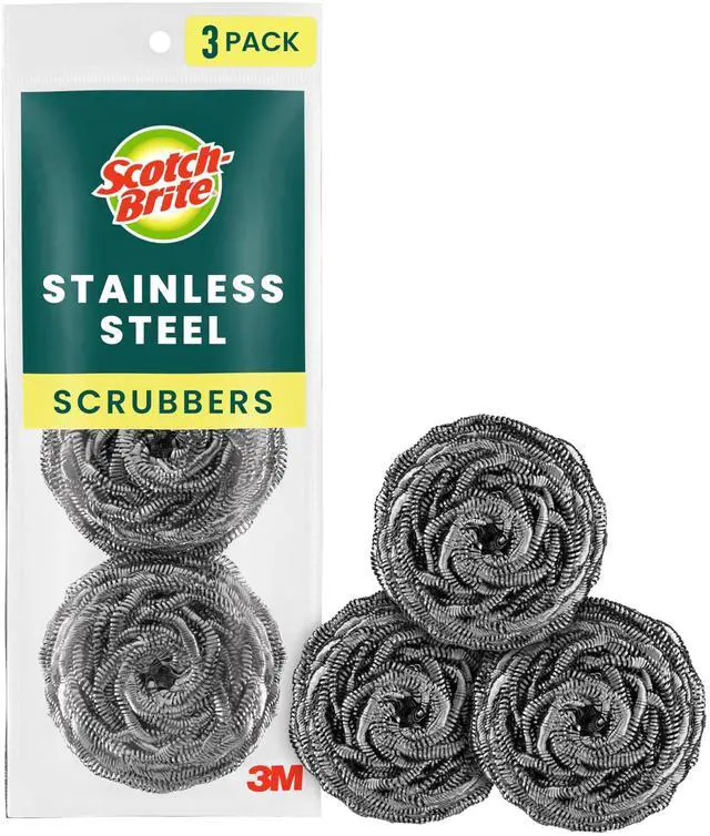 Main image of Scotch-Brite Stainless Steel Scrubbers, 3 Pack