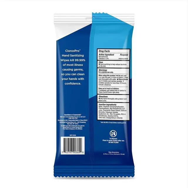 Alt view image 2 of 5 - Clorox Pro BZK Alcohol-Free Sanitizing Hand Wipes, 20 Count