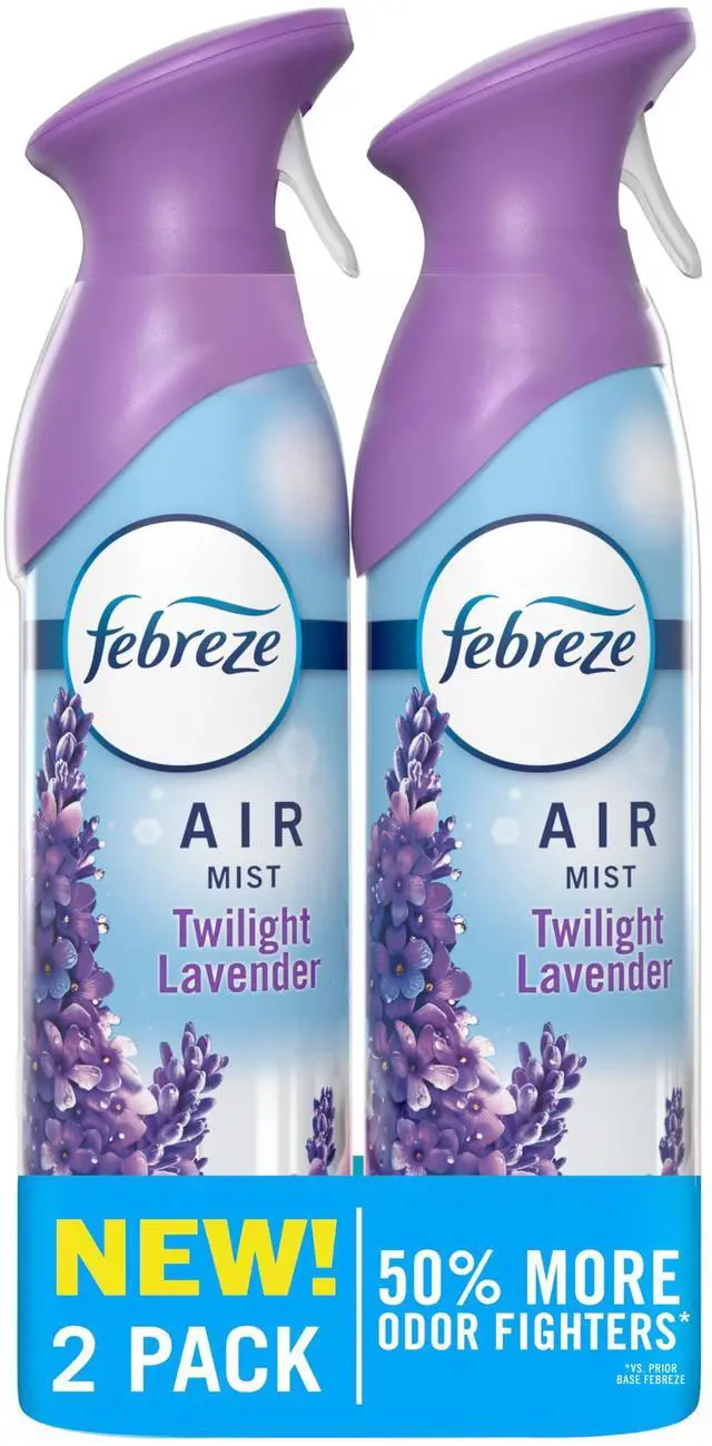 Main image of Febreze Air Mist Air Freshener Spray, Odor Fighting Room Spray, Deodorizer, Twilight Lavender Scent, 8.1oz (Pack of 2)