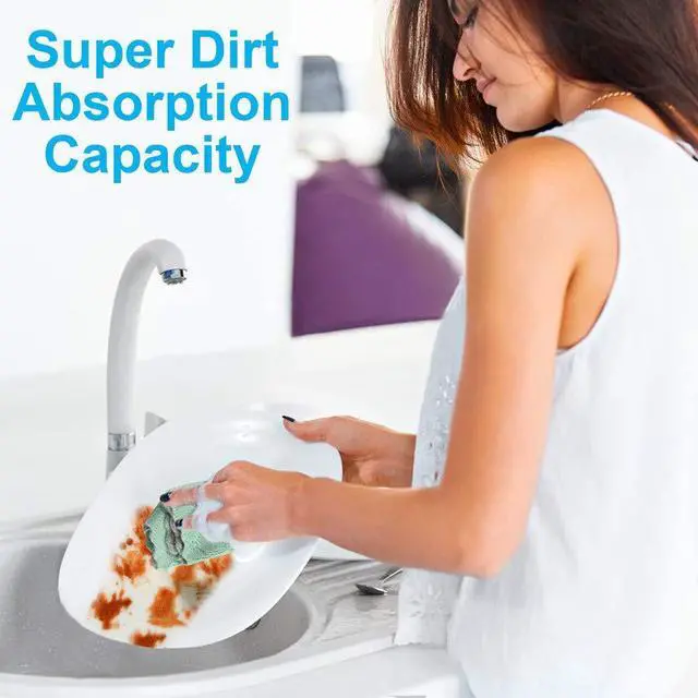 Alt view image 2 of 7 - OstWony 12Pcs Kitchen Towels Dish Cloths 10x6in Reusable Cleaning Rags