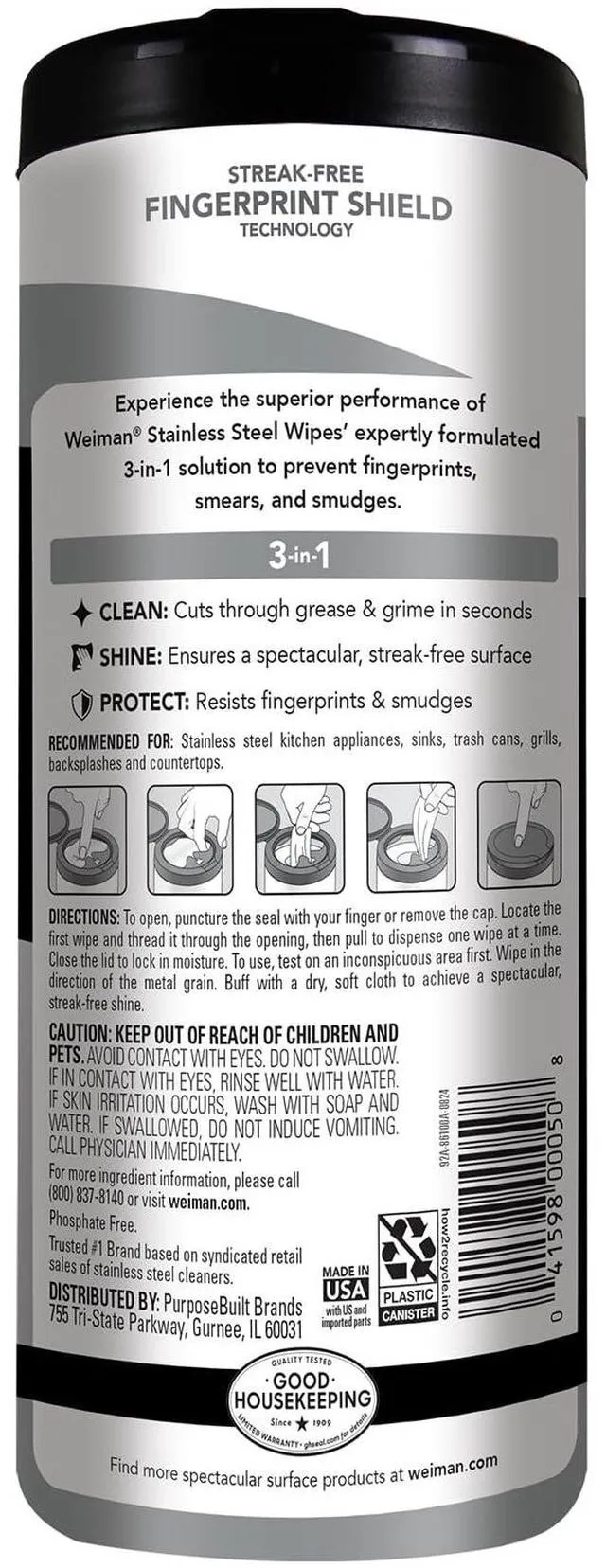 Alt view image 2 of 6 - Weiman Stainless Steel Cleaner & Polisher 30Ct Wipes for Kitchen Appliance