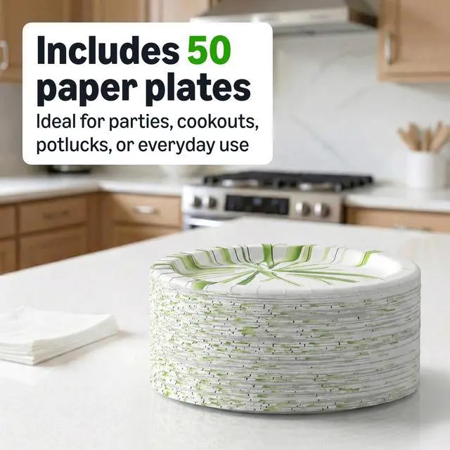 Alt view image 5 of 6 - Amazon Basics Everyday Paper Plates, 10Inch, Disposable, 50Count