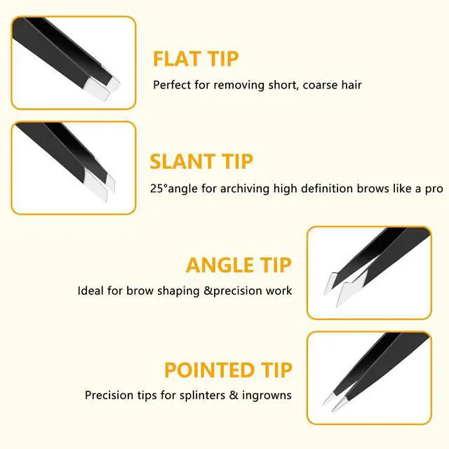 Alt view image 3 of 6 - DTDNZKN 4 Pcs Stainless Steel Tweezers Set, Black