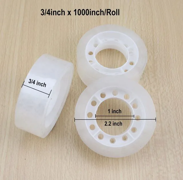 Alt view image 2 of 5 - 12 Rolls Transparent Tape Refills, 3/4 x 1000 Inches, 1-Inch Core, for Office Home School