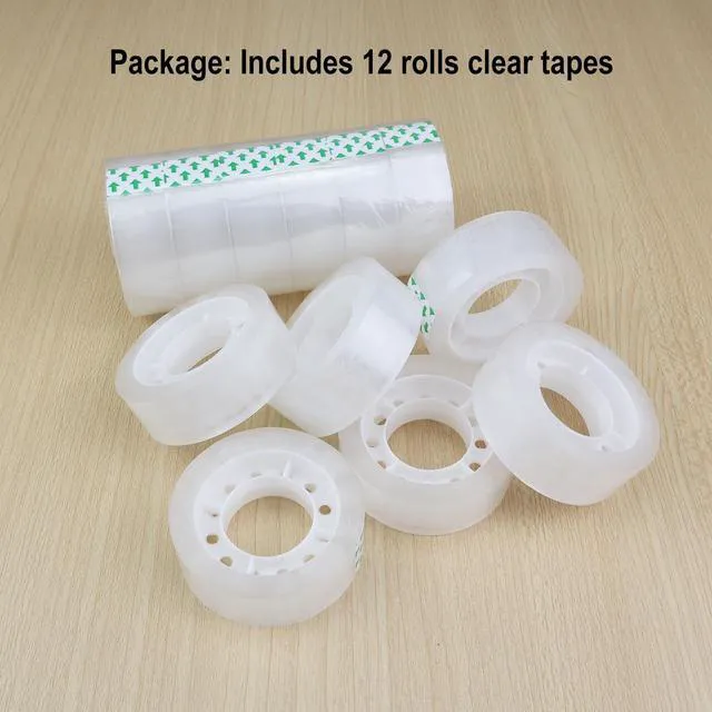 Alt view image 5 of 5 - 12 Rolls Transparent Tape Refills, 3/4 x 1000 Inches, 1-Inch Core, for Office Home School