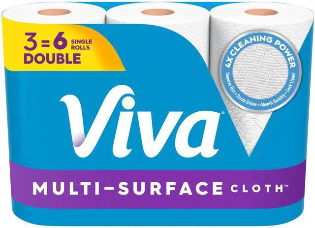 Main image of Viva Multi-Surface Cloth Paper Towels, 3 Double Rolls, 110 Sheets per Roll