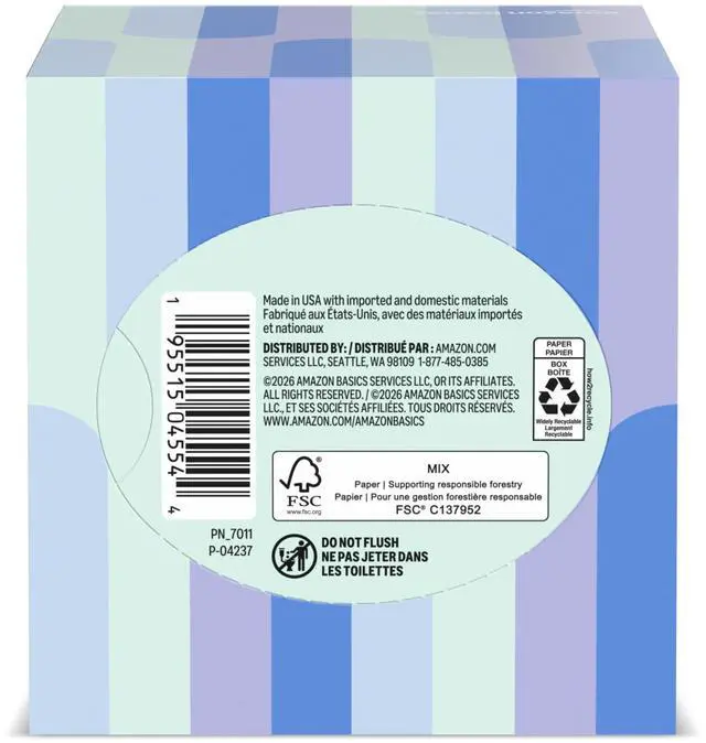 Alt view image 6 of 6 - Amazon Basics Ultra-Soft 3-Ply Facial Tissues, 264 Count (4 Cube Boxes of 66)