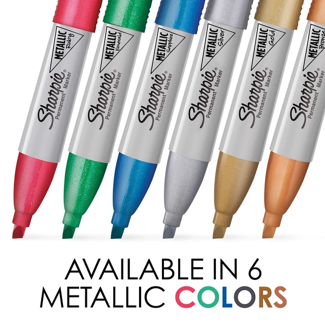 Alt view image 6 of 7 - Sharpie Metallic Permanent Markers, Chisel Tip, Assorted Colors, 3 Count