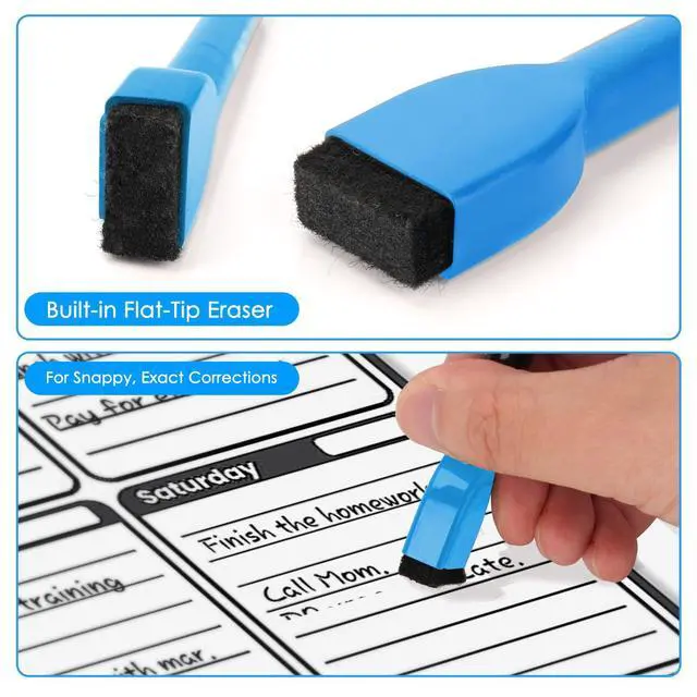 Alt view image 3 of 6 - Maxtek Colorful Magnetic Dry Erase Markers Fine Tip, 6 Count with Eraser, Low Odor