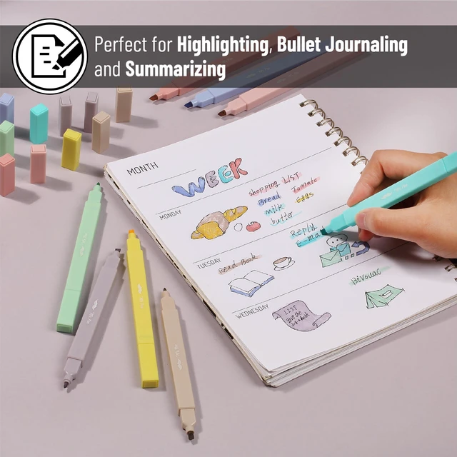 Alt view image 5 of 7 - Mr. Pen Dual Tip Aesthetic Highlighters, 8-Pack, Chisel & Fine Tip