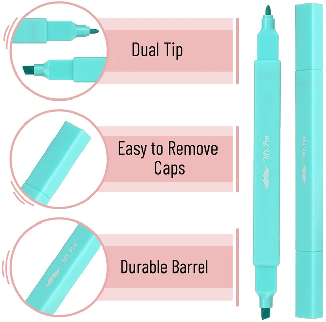 Alt view image 4 of 7 - Mr. Pen Dual Tip Aesthetic Highlighters, 8-Pack, Chisel & Fine Tip