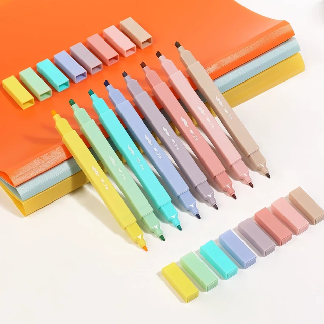 Alt view image 3 of 7 - Mr. Pen Dual Tip Aesthetic Highlighters, 8-Pack, Chisel & Fine Tip