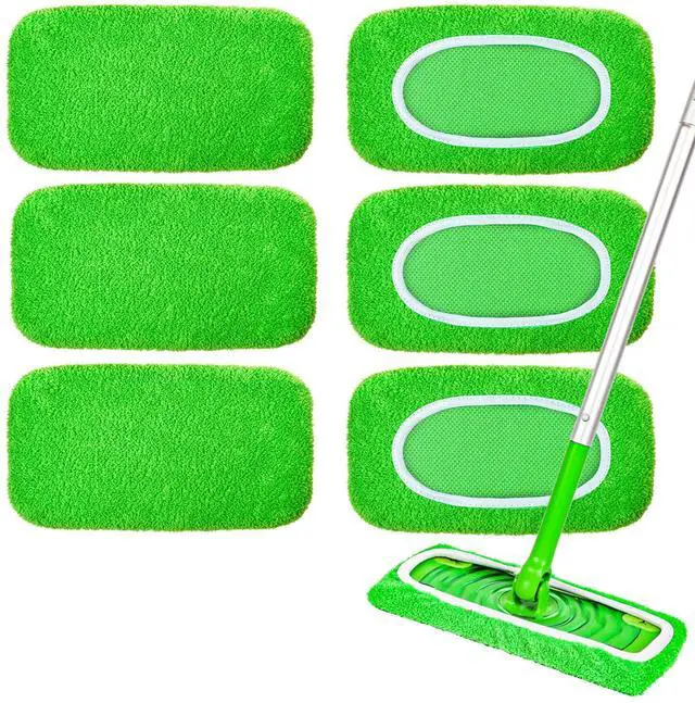 Main image of 6-Pack Reusable Microfiber Mop Pads Compatible with Sweeper Mop, 100% Coral Fleece Washable Dry & Wet Sweeping Cloths for Multi-Surface/Hardwood Floor Cleaning