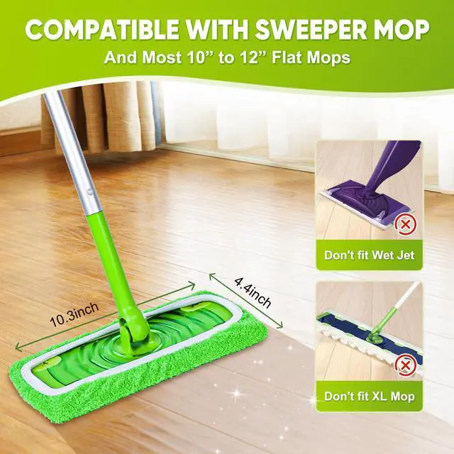 Alt view image 6 of 7 - 6-Pack Reusable Microfiber Mop Pads Compatible with Sweeper Mop, 100% Coral Fleece Washable Dry & Wet Sweeping Cloths for Multi-Surface/Hardwood Floor Cleaning