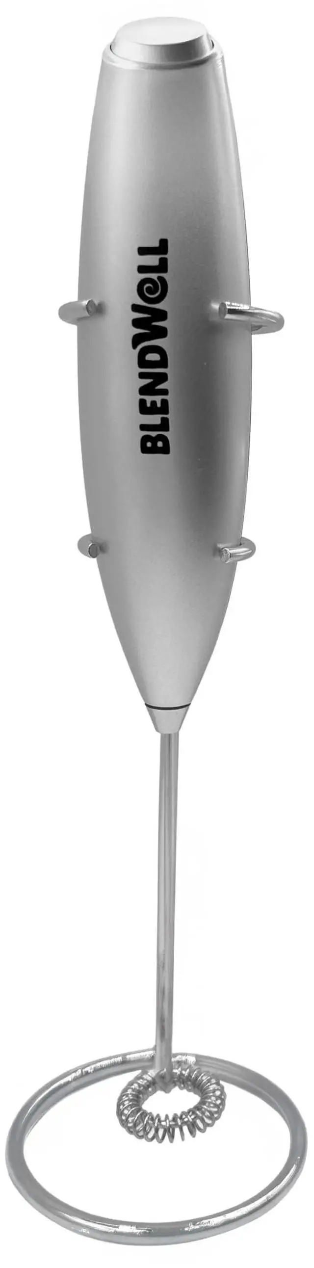 Main image of BlendWell Electric Milk Frother, Handheld Battery Operated Drink Mixer with Stand, Stainless Steel Whisk, Silver