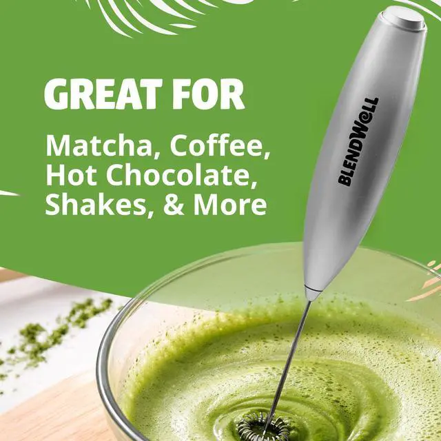 Alt view image 5 of 6 - BlendWell Electric Milk Frother, Handheld Battery Operated Drink Mixer with Stand, Stainless Steel Whisk, Silver