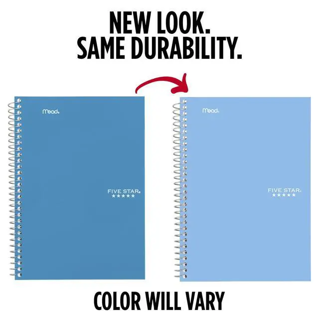 Alt view image 6 of 6 - Five Star 840029CG1 Spiral Notebook, 2 Subject, College Ruled, 6" x 9.5", 80 Sheets, Blue
