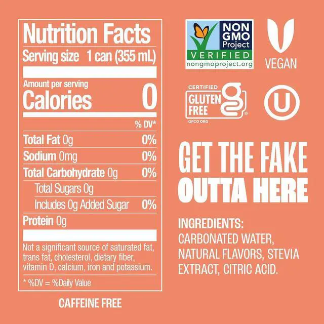 Alt view image 5 of 6 - Zevia Peaches and Cream Zero Sugar Soda, 12 oz Cans (8-Pack), Caffeine Free, Naturally Sweetened, No Calorie, Non-GMO Project Verified, Gluten-Free, Vegan