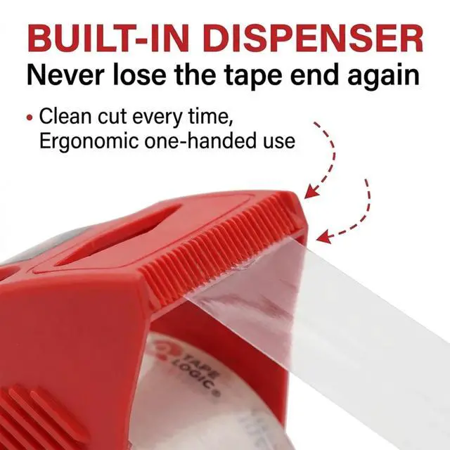 Alt view image 6 of 6 - Tape Logic Heavy Duty Packing Tape with Dispenser (1Pack) - 2.6Mil Clear, 2IN x 25YD - Strong Industrial Adhesive for Moving Boxes & Mailing