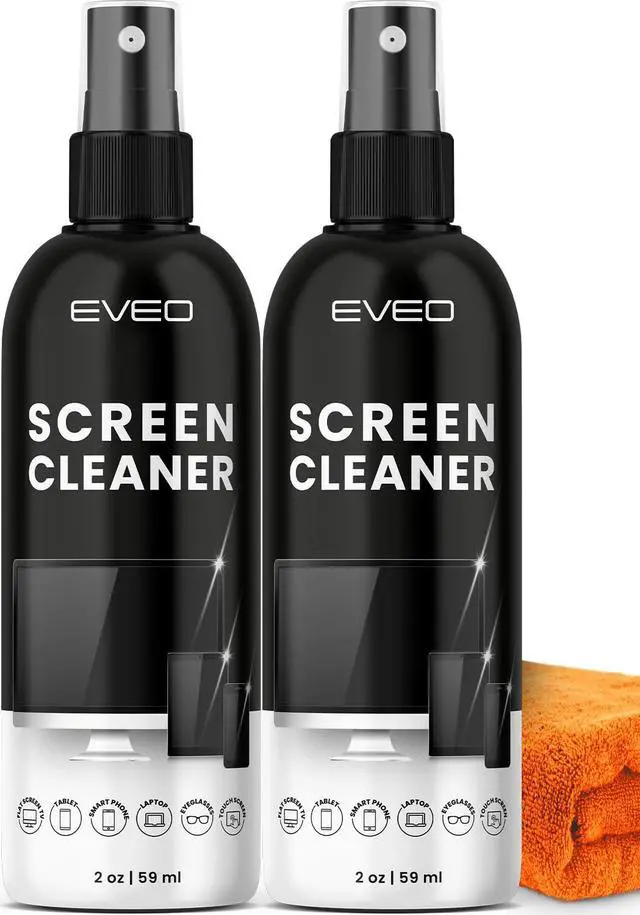 Main image of Screen Cleaner Spray and Microfiber Cloth Kit for TV, Monitor, Laptop, MacBook, iPad, iPhone, Car and Electronic Devices - 2 Pack