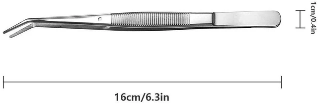 Alt view image 2 of 6 - Stainless Steel Tweezers with Curved Serrated Tip, Multipurpose Sewing Machine Forceps for Craft Repairing, 2-Pack