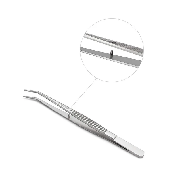 Alt view image 3 of 6 - Stainless Steel Tweezers with Curved Serrated Tip, Multipurpose Sewing Machine Forceps for Craft Repairing, 2-Pack