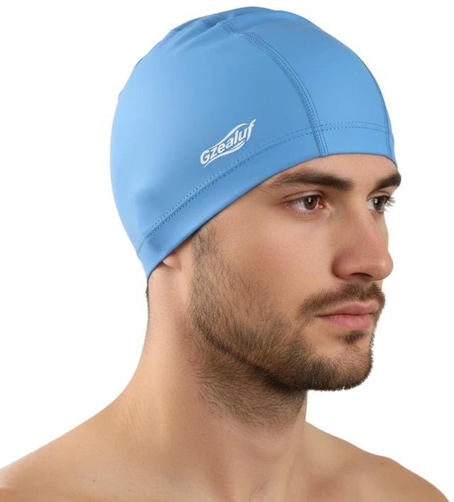 Main image of High Elasticity Fabric Swim Cap, One Size Fits Women, Girls, Men & Kids, Breathable, Keeps Hair Clean for Long and Short Hair