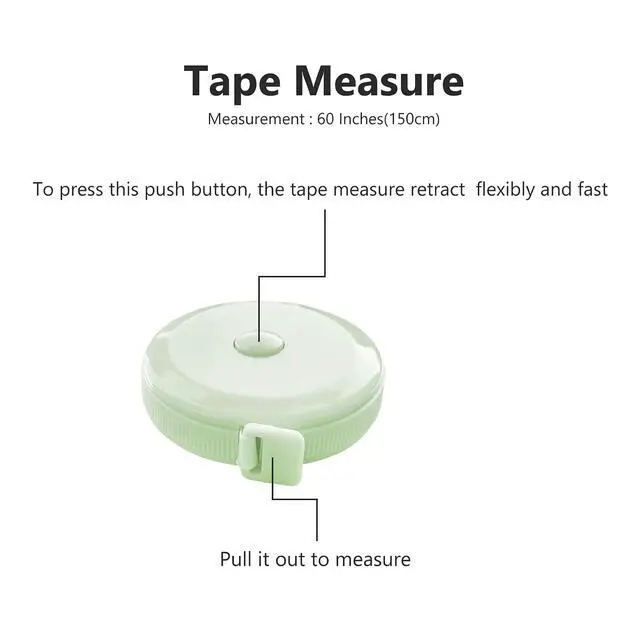 Alt view image 7 of 7 - GDMINLO 3 Pack Retractable Tape Measure 60-Inch 1.5 Meter, Push Button Double Scales for Body Fabric Sewing Tailor Cloth Knitting Craft