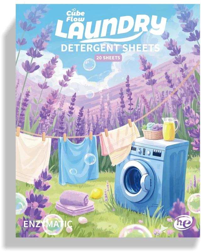 Main image of Laundry Detergent Sheets, Lavender Scent, 40 Loads, Pre-Measured, Liquidless, Hypoallergenic, Washing Soda