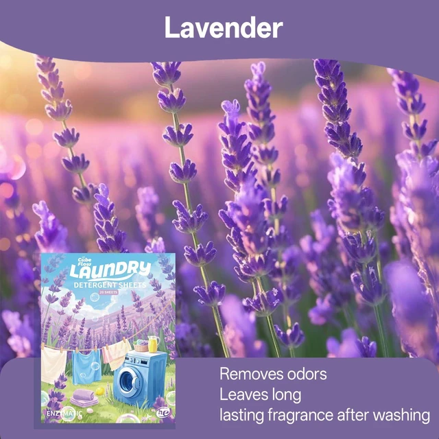 Alt view image 5 of 7 - Laundry Detergent Sheets, Lavender Scent, 40 Loads, Pre-Measured, Liquidless, Hypoallergenic, Washing Soda