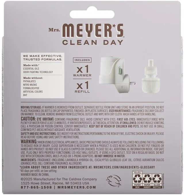 Alt view image 6 of 6 - MRS. MEYER'S Clean Day Scented Oil, Lavender, 1 Warmer and Refill