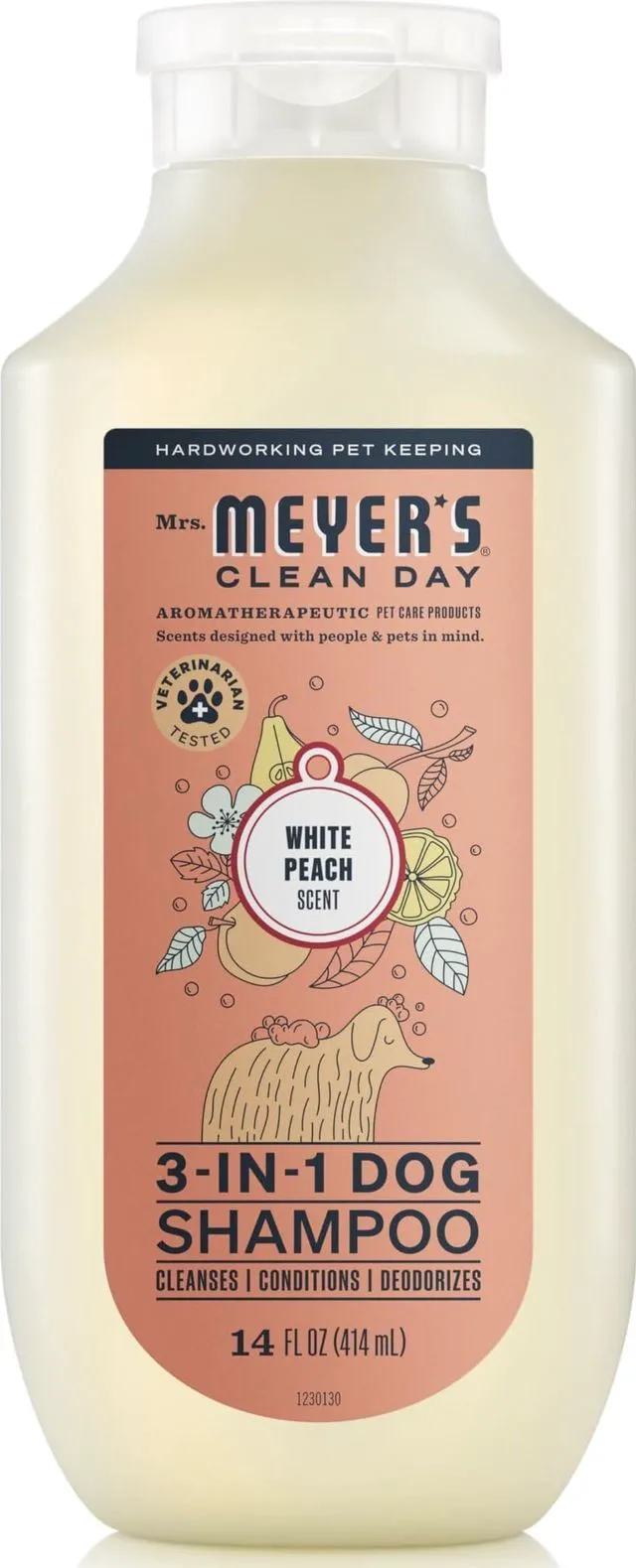 Main image of Mrs. Meyer's Clean Day 3 in 1 Dog Shampoo, White Peach Scent, 14oz