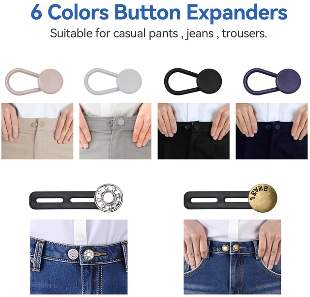 Alt view image 5 of 7 - 16 PCS Button Extenders for Jeans, Waist Adjuster for Pants, Waistband Extension 1-1.8 Inches, Invisible Extenders Set Fit Casual/Suit Pants, Short Skirts, Maternity