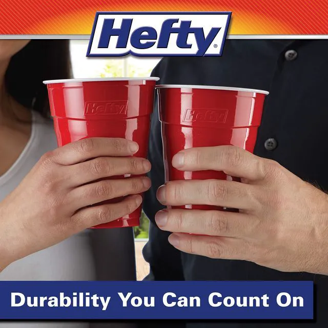 Alt view image 3 of 6 - Hefty Party On Disposable Cups, Red, 18oz, 30ct