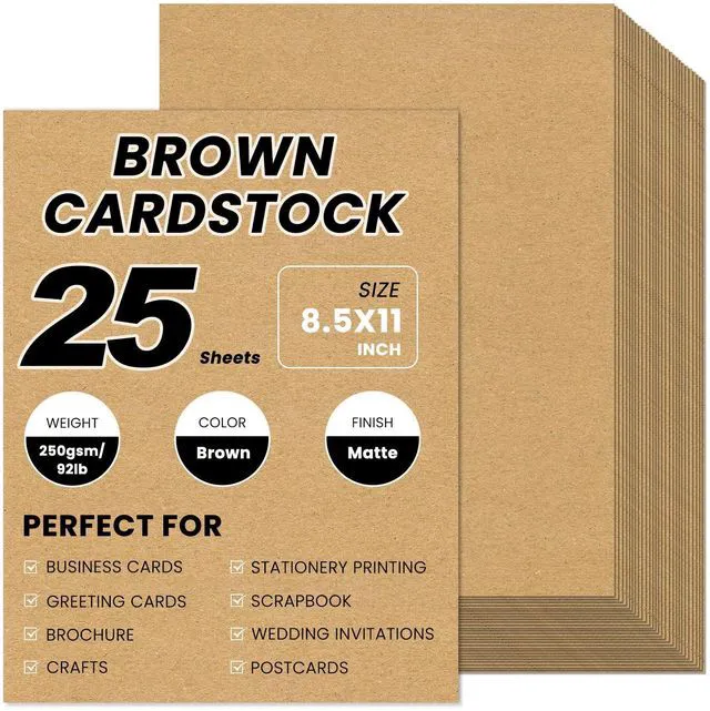 Main image of 25 Sheets Brown Kraft Cardstock 8.5x11 92lb/250gsm