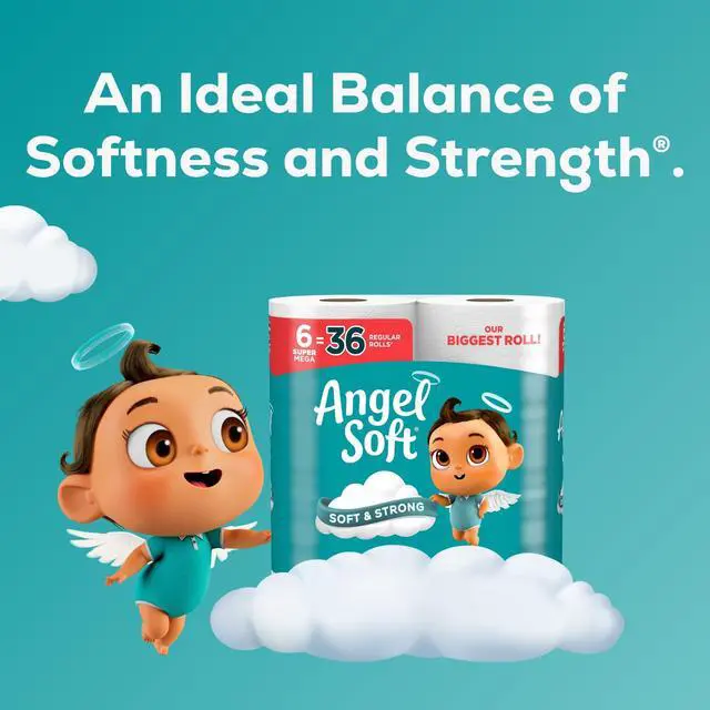 Alt view image 4 of 6 - Angel Soft Toilet Paper Tissues, 6 Super Mega Rolls (36 Regular Rolls Equivalent)