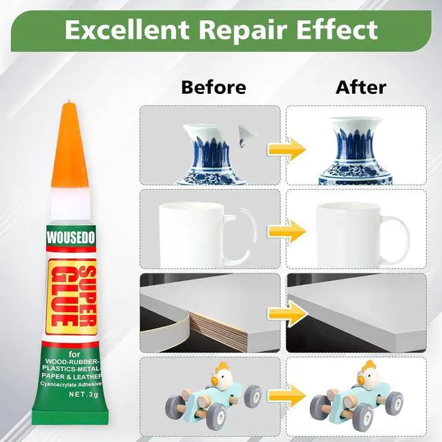 Alt view image 6 of 6 - WOUSEDO 12 x 3g Super Glue Clear, Fast Drying Cyanoacrylate (CA) Glue
