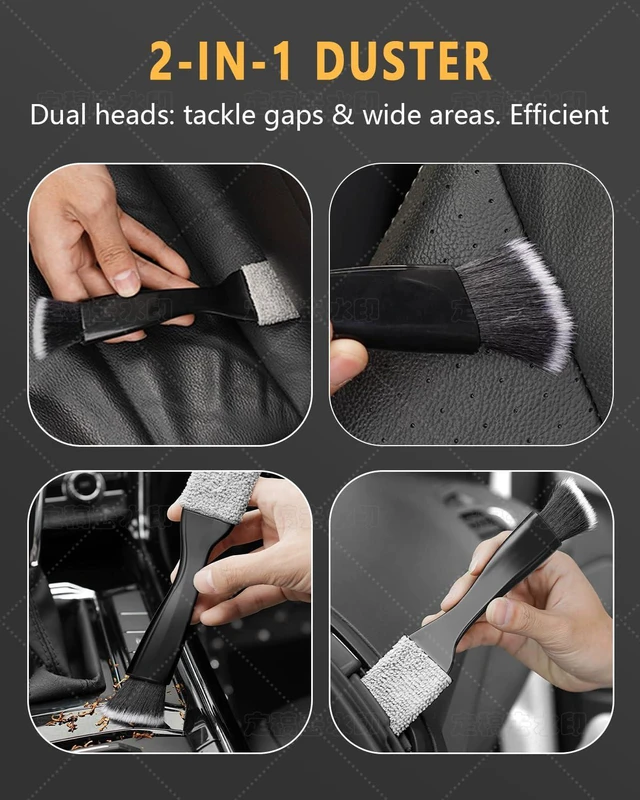 Alt view image 3 of 7 - 3PCS Interior Detailing Kit, Soft Dual Head Scratch-Free Brush Set