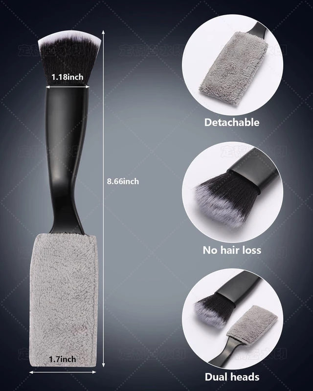 Alt view image 2 of 7 - 3PCS Interior Detailing Kit, Soft Dual Head Scratch-Free Brush Set