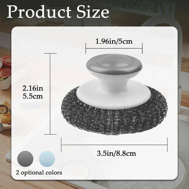 Alt view image 4 of 7 - 2 Pack Stainless Steel Wool Scrubber Scouring Pad, for Kitchen, Bathroom, Pots, Pans, Sink, Grey