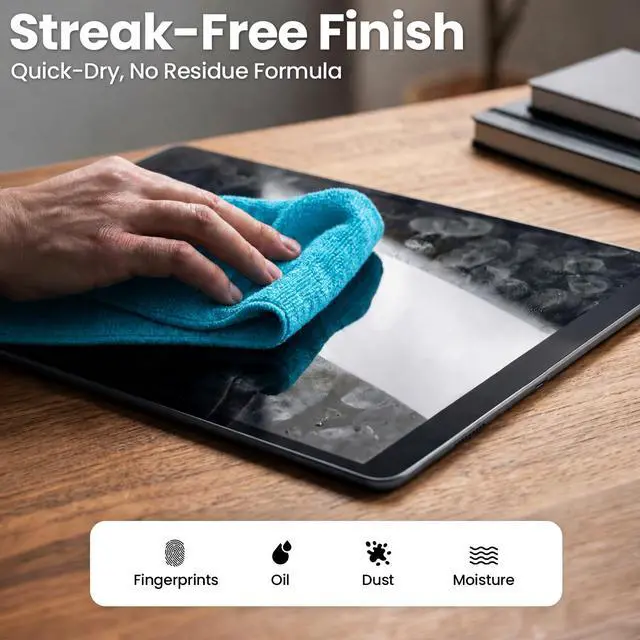 Alt view image 2 of 6 - EVEO TV Screen Cleaner Spray Streak-Free and Microfiber Cloth for Smart TV LCD LED OLED Monitor Laptop iPad Car Tesla & More