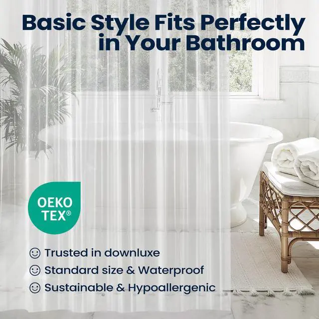Alt view image 5 of 7 - Downluxe 72" x 72" PEVA Plastic Shower Curtain Liner with 3 Magnets, Waterproof Bathroom Curtain, Clear, 1 Pack
