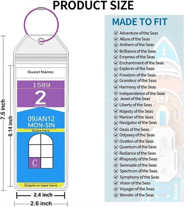 Alt view image 3 of 7 - 5 Pack Cruise Luggage Tag Holder for Royal Caribbean & Celebrity, Waterproof Durable Narrow Cruise Ship Essentials 2026
