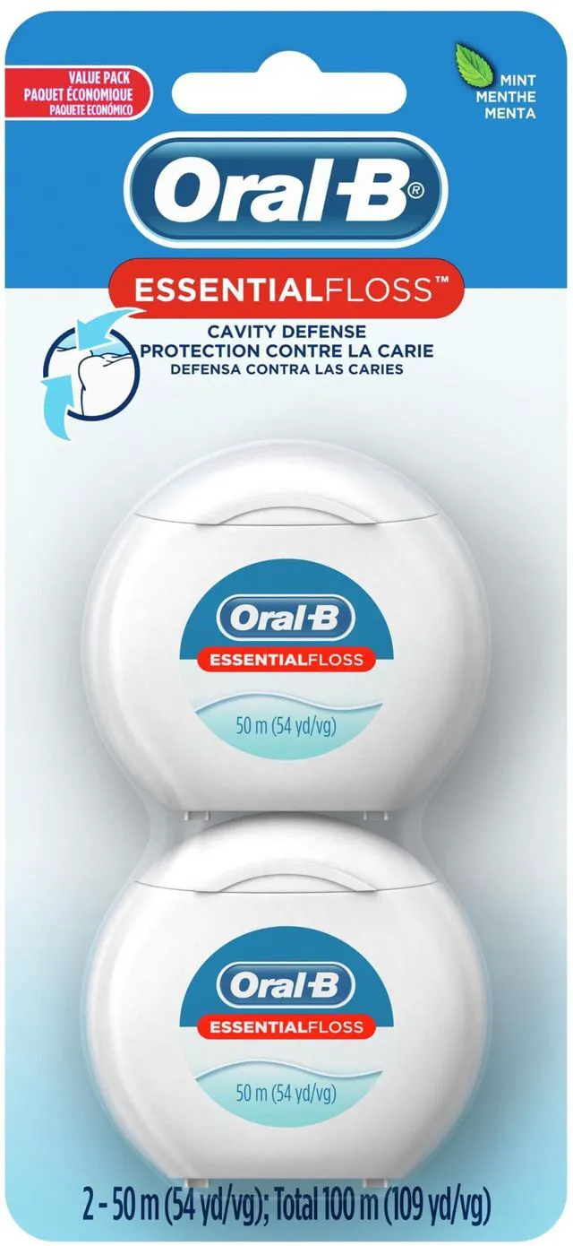 Alt view image 2 of 4 - Oral-B Essential Dental Floss, Cavity Defense, Waxed, Mint Flavor, Value 2 Pack (50m Each)