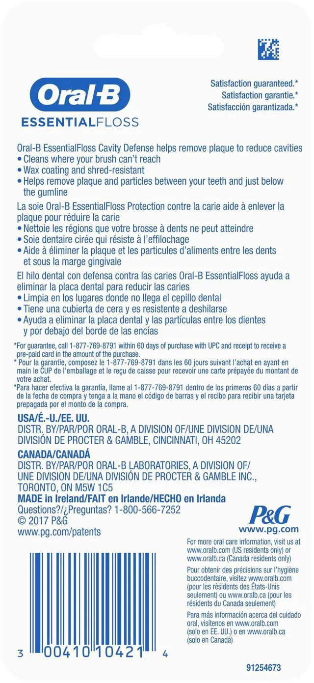 Alt view image 4 of 4 - Oral-B Essential Dental Floss, Cavity Defense, Waxed, Mint Flavor, Value 2 Pack (50m Each)