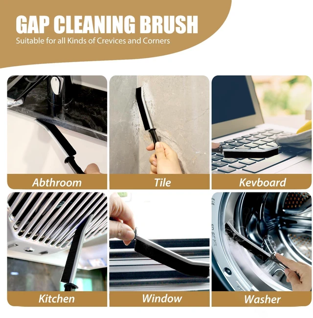 Alt view image 2 of 5 - 8-Piece Hard Bristle Crevice and Grout Cleaning Brushes for Kitchen, Bathroom and Hard-to-Reach Areas