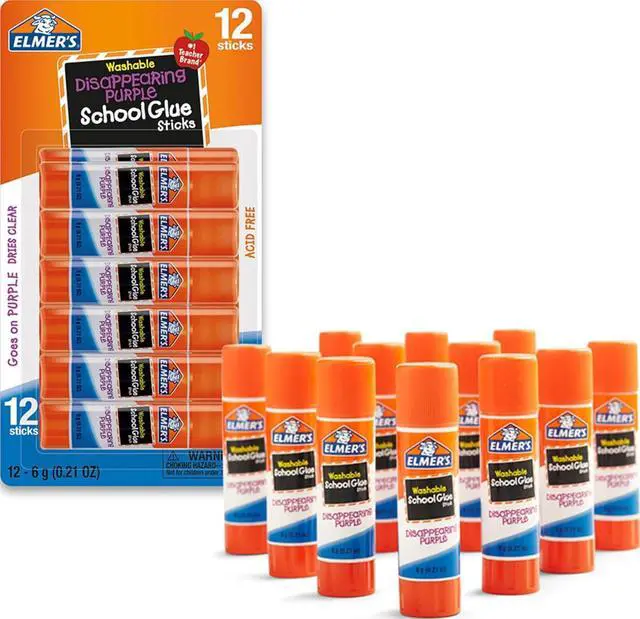 Main image of Elmer's Disappearing Purple School Glue Sticks, 6g, 12 Count, Washable, for Arts & Crafts, Poster, Projects, Back to School